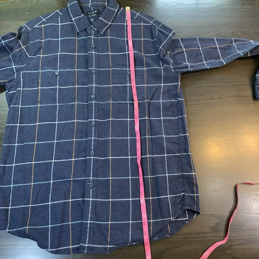 J Crew Flannel Shirt‎ Mens Large Button Blue Plaid Pocket Cabincore Cozy Preppy